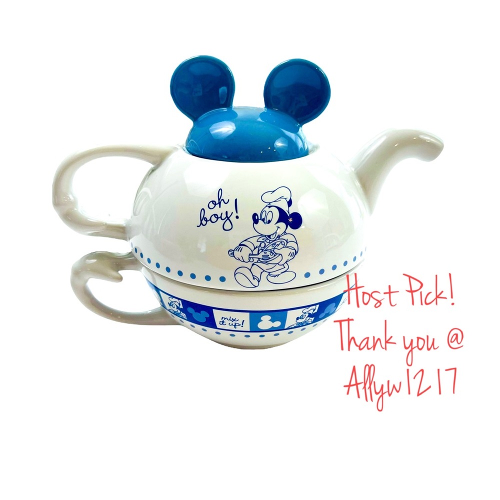 Disney Parks: Gourmet Tea For One - Teapot (3pcs). Cornflower blue and w…